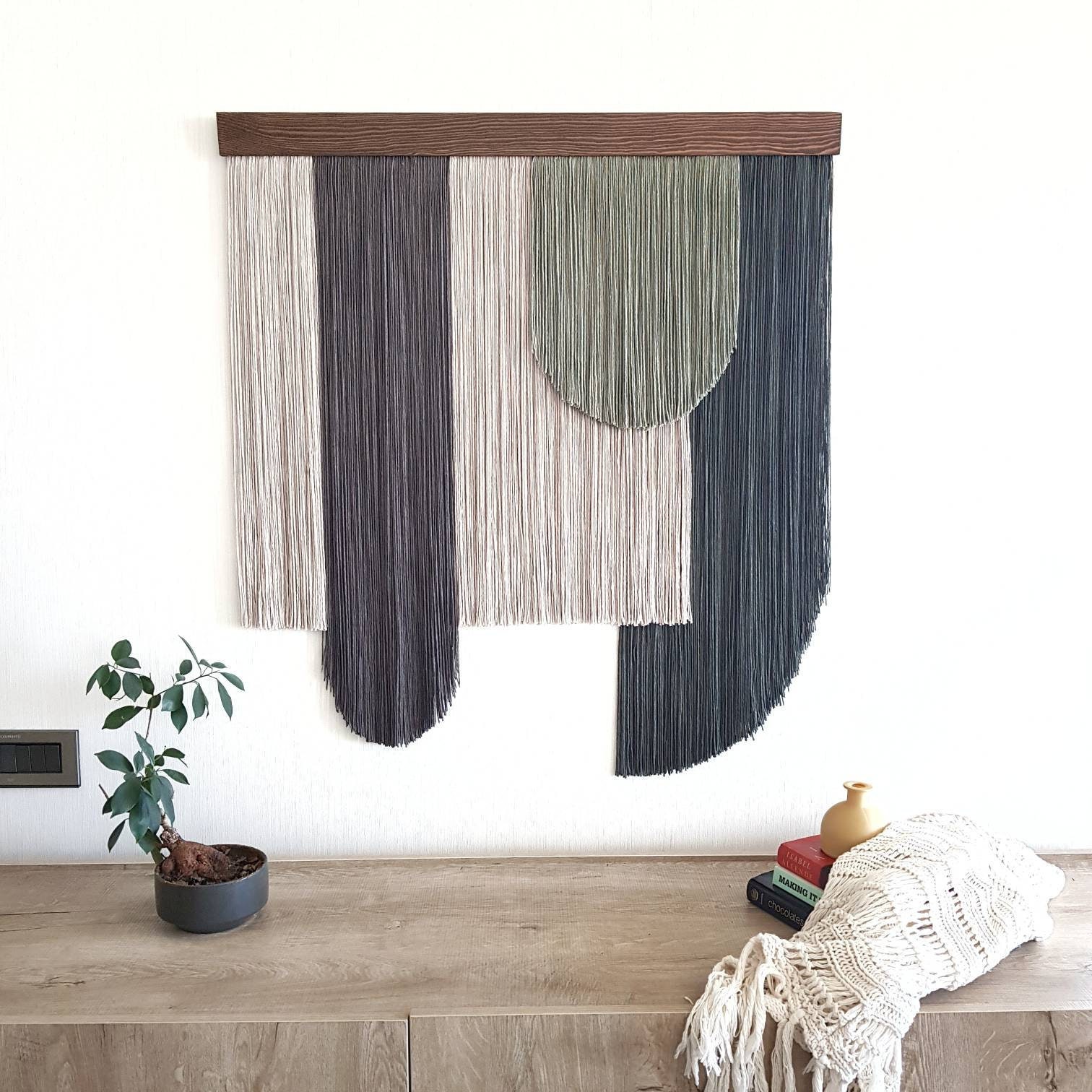 Grande | Murale en Macramé de Décoration Boho Tête Lit Tapisserie Fiber Art Contexte