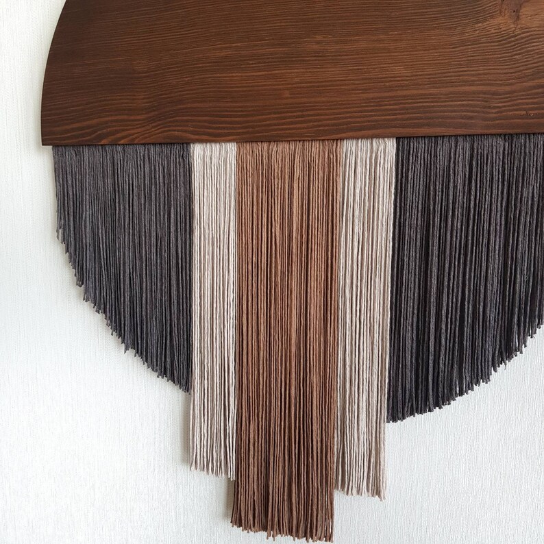 Boho Fiber Art Rope Art Wall Decor Round Fiber Wood Wall Etsy