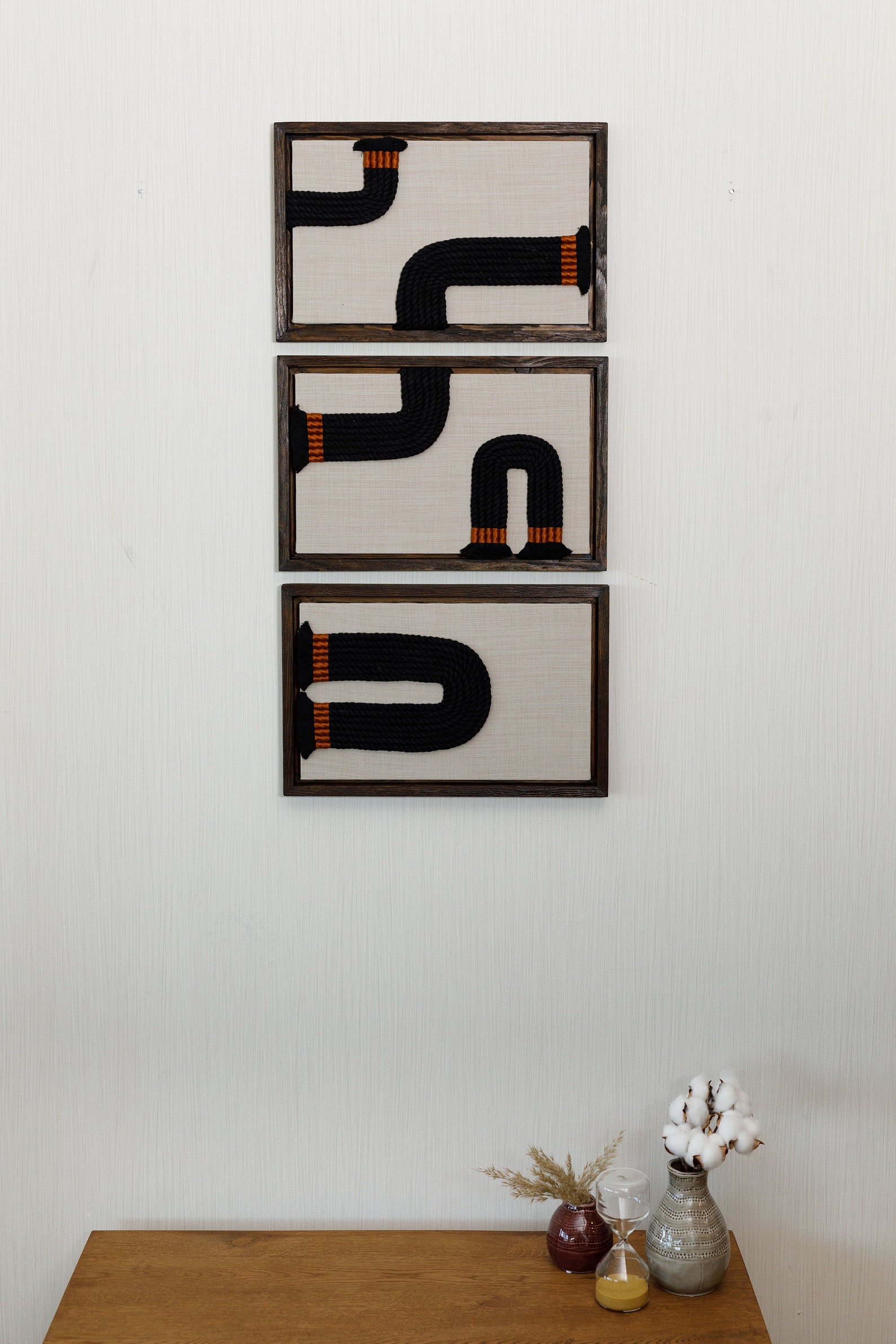 3 Frame Rope Wall Art Framed Fiber Art Minimalist Abstract Etsy