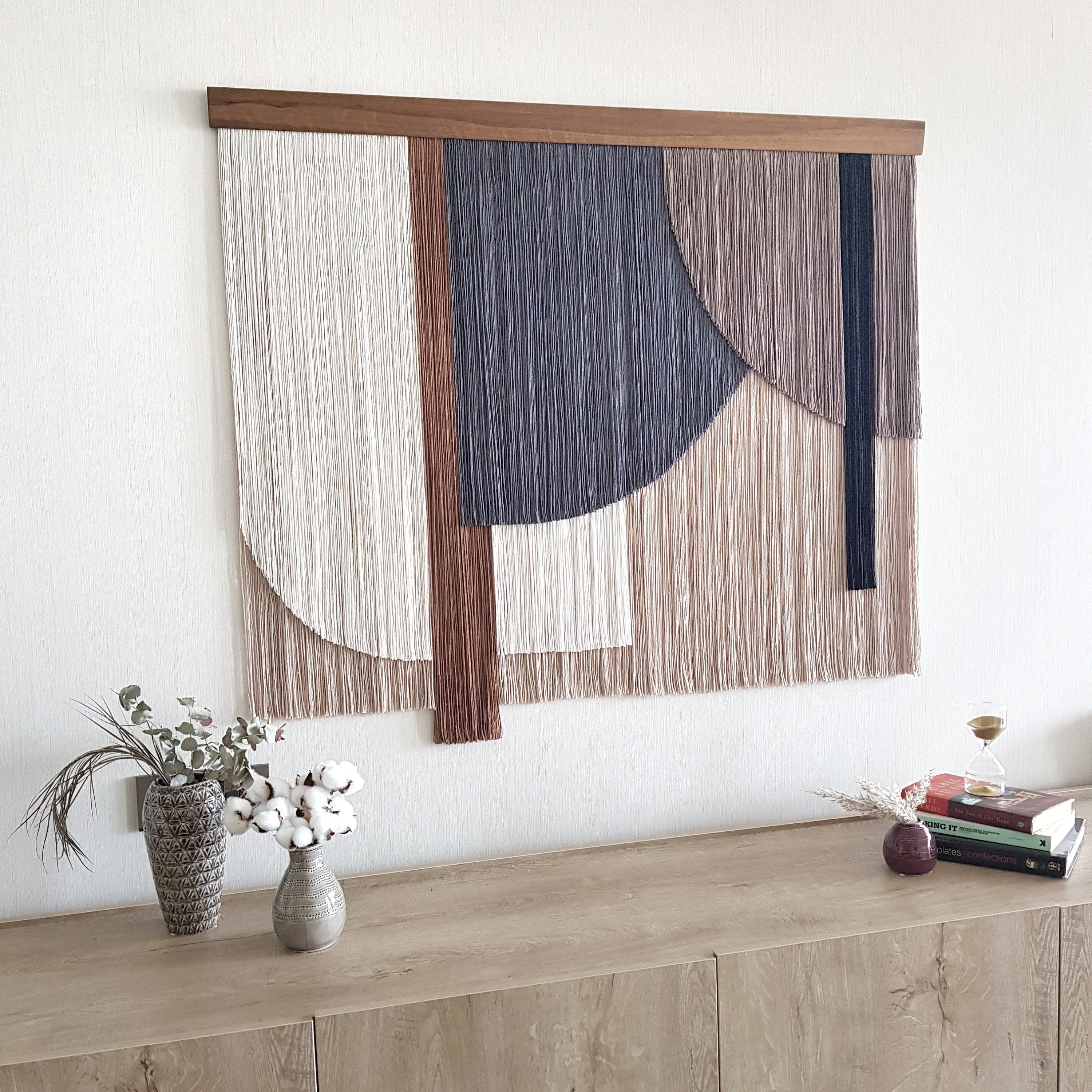 Large dip dyed fiber art wall hanging. by The Cotton Yarn