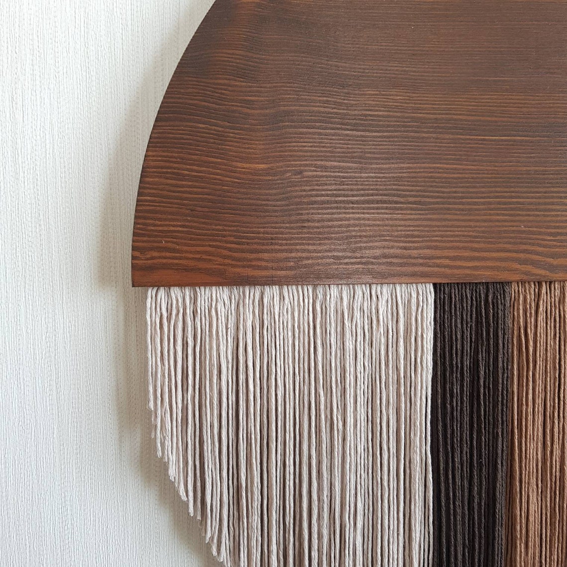 Round Fiber Art Wall Hanging Wood Wall Art Textile Wall Etsy Australia