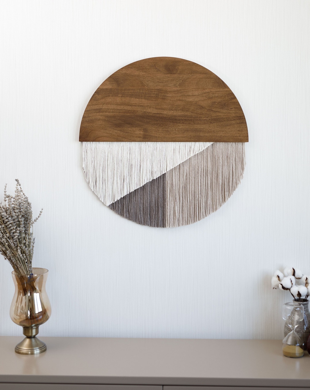 Large Round Fiber Art Circular Art Modern Macrame Wall Hanging Boho