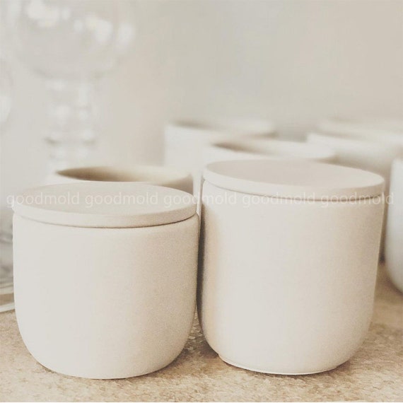 Concrete Candle Vessel Silicone Mold Simple Round Cement Etsy