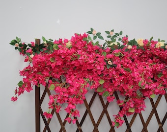 DIY Faux Bougainvillea Flower Vine Kit – Wall or Fence Decoration, Custom Scene Decor in Rose, Red, or Purple, Outdoor, Lux Flower Garland