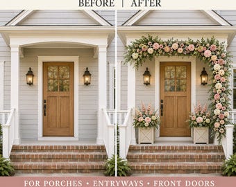 Custom Porch and Entryway Faux Floral Design Mockup for Front Door and Home Entrance