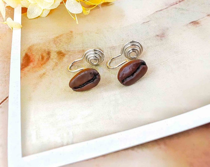 Real coffee bean earrings, pendants, 925 silver earrings, cute earrings, earrings, coffee, beans, brown, coffee beans, coffee earrings