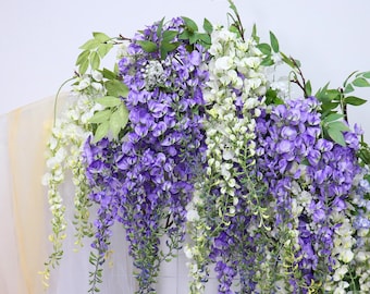 Custom Wisteria Flower Scene Decor – Build Your Own Floral Backdrop | Faux Hanging Wisteria Vines for Weddings, Events, or Home Styling
