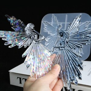 Crystal Epoxy Resin Mold Girl with Flute Angel Mirror Shiny Silicone Mould DIY Crafts Decorations Ornaments Casting Tool