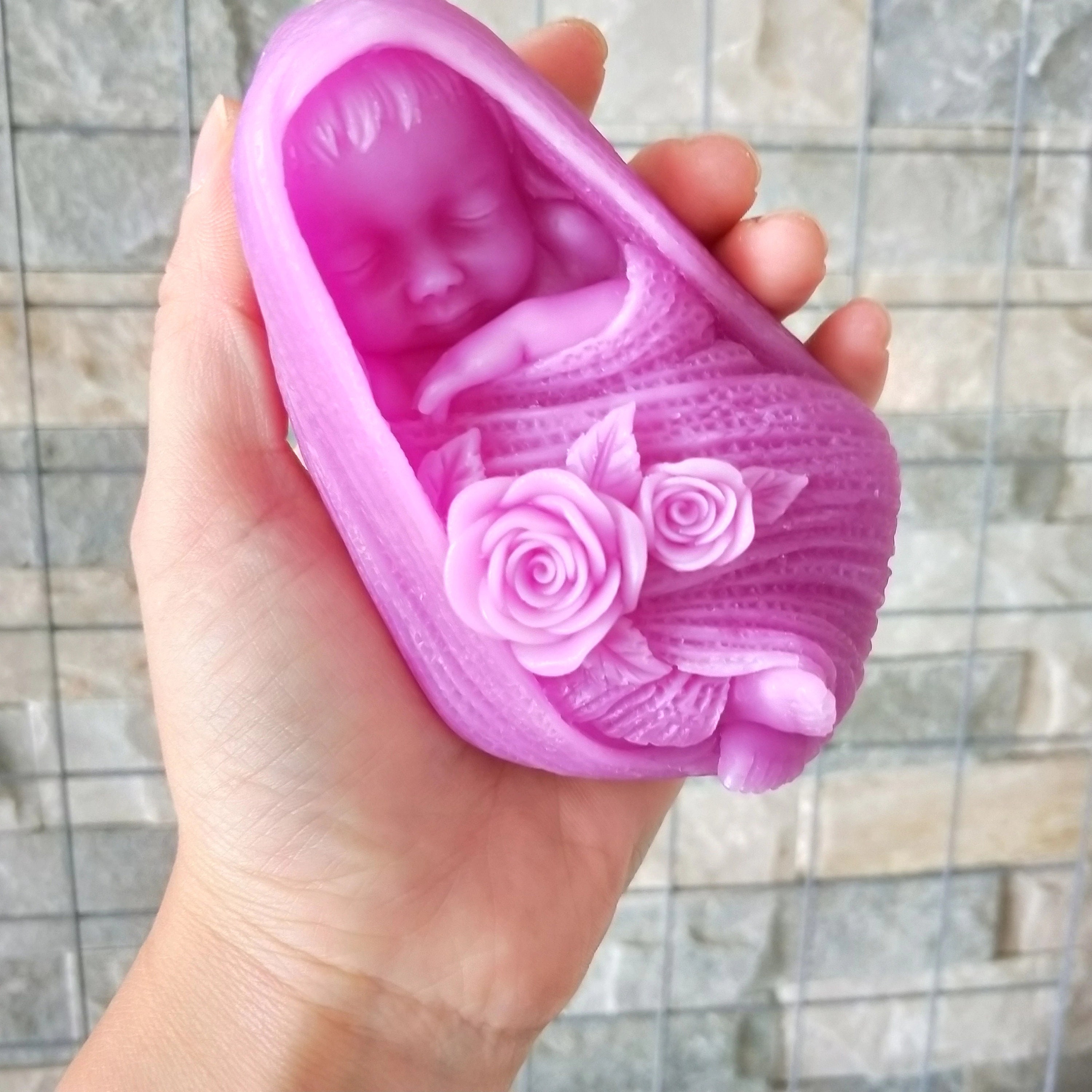 Baby Silicone Mold Rose Baby Soap Molds Gypsum Chocolate Etsy