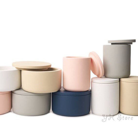 Tall Round Candle Vessel Silicone Concrete Mold Cement Jar Etsy