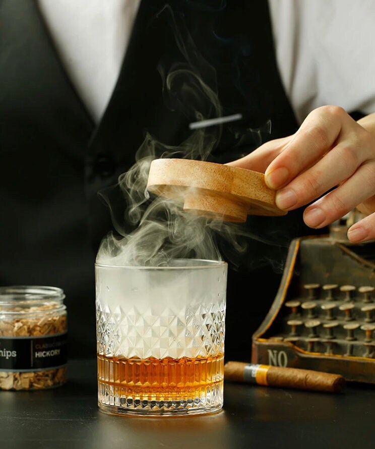 Fumoir à Cocktail Willstar avec copeaux de bois fumoir à froid à l'ancienne  pour Cocktail Whisky vin Bourbon Kit de fumage de Cocktail 