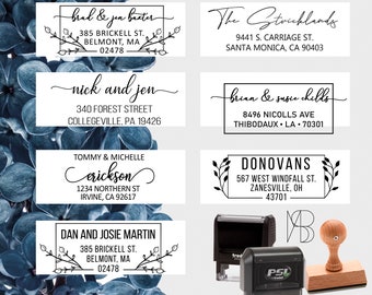 Custom Address Stamp Return rubber stamper personalized for mail stamps for couples and family name stamp self inking pre inked or wood