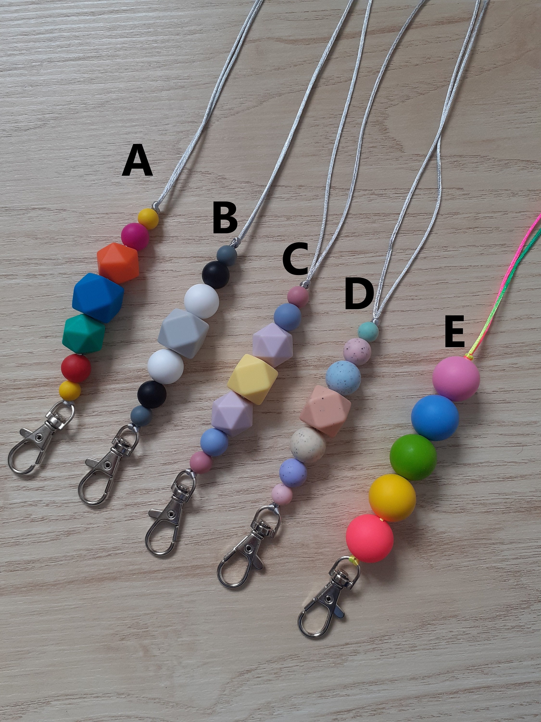 Silicone Bead Lanyard Teacher Beaded Lanyard ID Badge Etsy UK