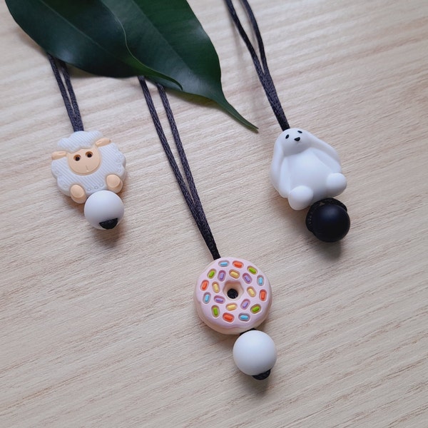 Sheep, Donut, Bunny Silicone Necklace | Silicone Fidget Beads | Nursing/Breastfeeding Necklace | Squishy Fiddle Beads