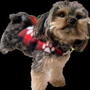 Teacup and Toy Fleece and Flannel Reversible Dog Coat