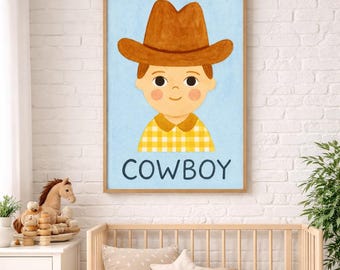 Cowboy Nursery Wall Art | Western Nursery Print | Boys Room Decor | Cute Cowboy Poster | Kids Cowboy Wall Art