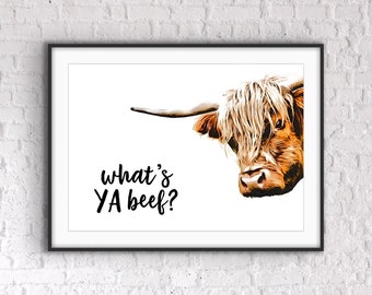 Highland Cow Kitchen Print: Funny Kitchen Wall Art