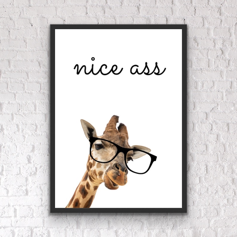 Funny bathroom print, Bathroom print, Bathroom prints, Bathroom signs, Bathroom pictures, Bathroom wall art, Giraffe prints, Fun prints image 1