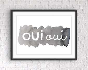 Funny Bathroom Print: 'Oui Oui' Quote, Home Decor