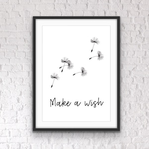 Pusteblume &#39;Make a Wish&#39; Print: Inspirierende Schlafzimmer Wandkunst