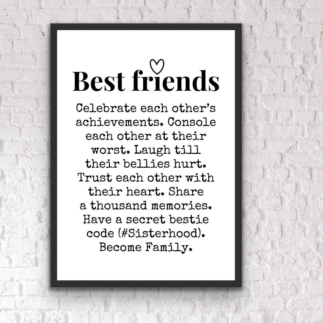 Best Friends Quote, Let That Special Friend Know They Are Thought Of!  Lovely Birthday or Housewarming Gift! - Etsy, image size:1090x1090
