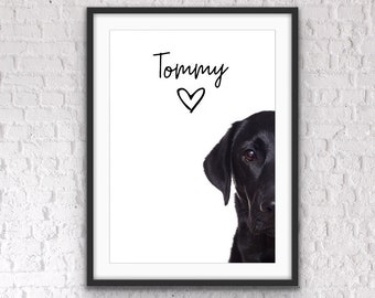 Labrador Print, Cute Dog Print, Labrador Poster Print, Labrador Gift, Cute Black Dog Print, Personalised Pet Print