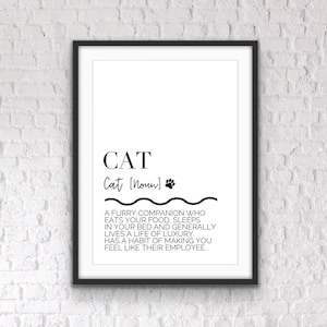Funny Cat Definition Print: Quirky Cat Lover Gift