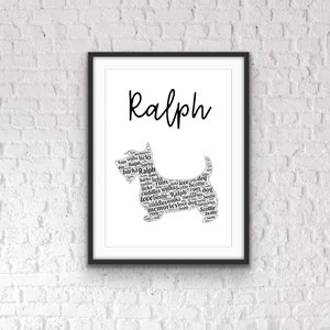 Personalised Scottie print, Scottie prints, Scottie dog gifts, Dog gifts, Scottie dog prints, Scottie signs, Dog prints, Scottie dog quotes
