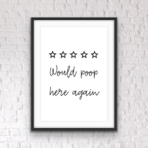 Funny Bathroom Quote Print: Toilet Rules Wall Art