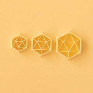 D20 icosahedron polymer clay cutters set, embossed shape cutters, 3d printed board game cutters, earring cutters, dice polymer clay tools