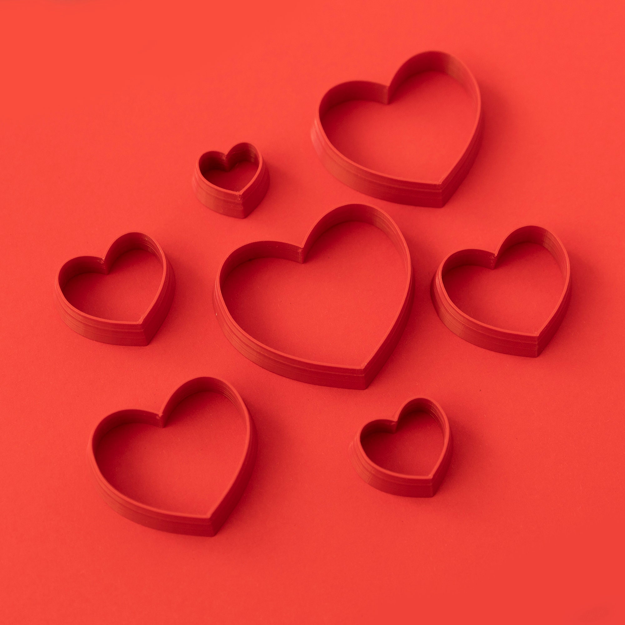 Cherry Heart Shape Clay Cutter Set, Mirrored Set, Valentine's Day Shapes,  Cherry Shape, Heart, Cookie Cutter, 3D Polymer Clay Cutter Set 