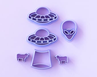 Space alien ufo Polymer clay cutters set, 3d printed cutters, earring cutters, jewelry cutters, polymer clay tools, clay shape cutters