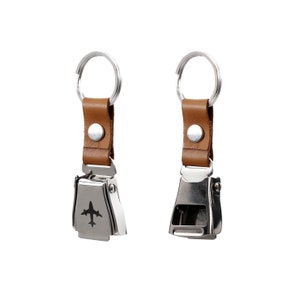 Zekupp Aircraft Model Seat Belt Keychain Silver Color, Calf Skin Red Color Aviation Keychain, Bottle Opener Feature