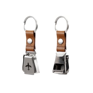 Zekupp Aircraft Model Seat Belt Keychain Silver Color, Calf Skin Red Color Aviation Keychain, Bottle Opener Feature