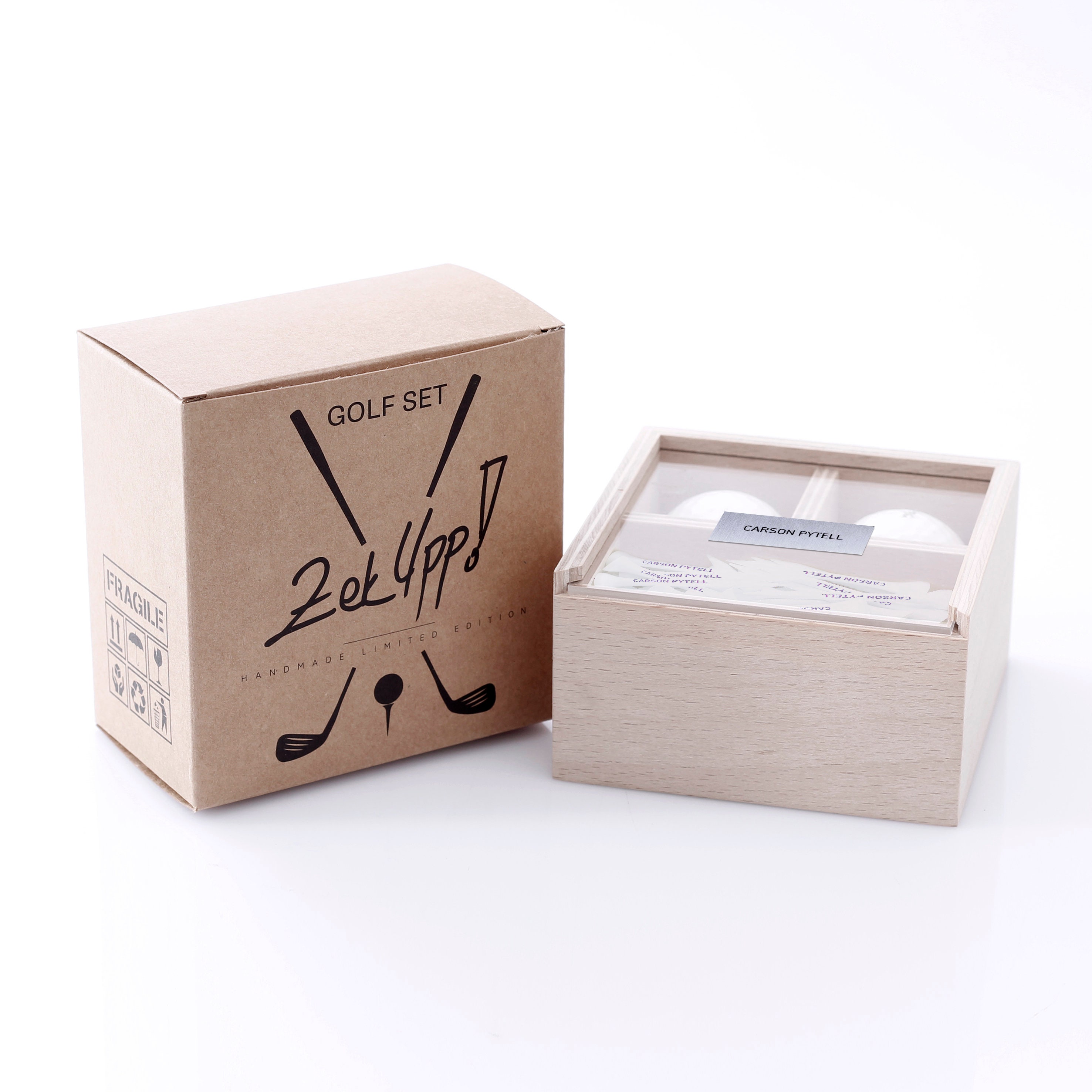 Holz-Box Golf Set Wit 2 professionelle Golfbälle und 50 Namen | Etsy