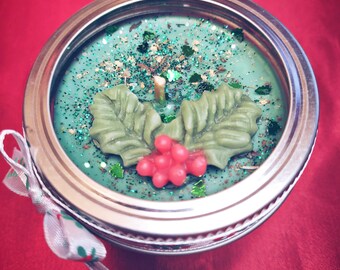 Candela di Natale, Candela di soia, Candele di soia in barattoli, Candela profumata, Candela di Natale, Regali di Natale, Regali per colleghi, Decorazioni per le feste