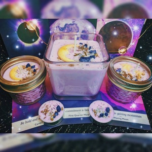 Candela rituale della luna piena: fragranza Lovespell, cera di soia biologica vegana