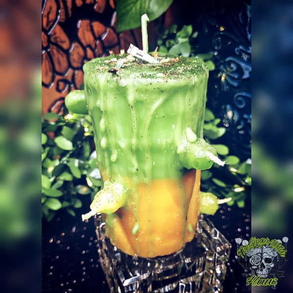 Extreme Wealth Spell Candle: Organic Hand-Carved Beeswax with Ancestor Money Confetti Inside