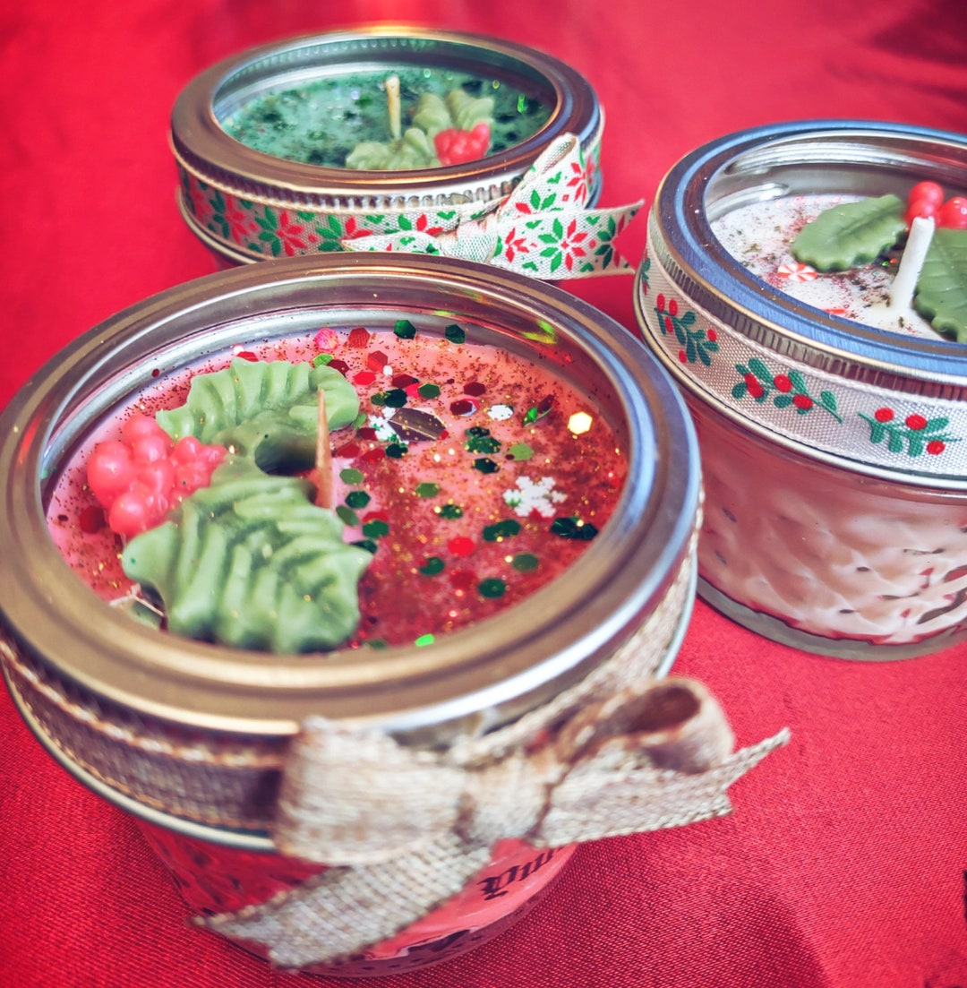 Christmas Candle Gift Set: Scented Soy Wax Candles in Jars - Etsy