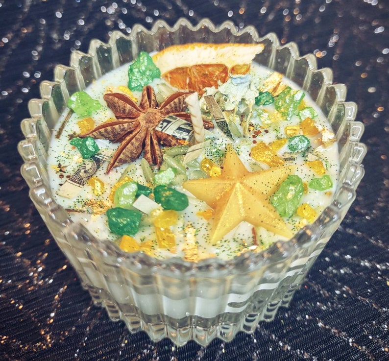 Money Bowl Kit: Abundance Spell with Candle, Wealth Salt & Rice, Tealight Refills, and Crystals image 10
