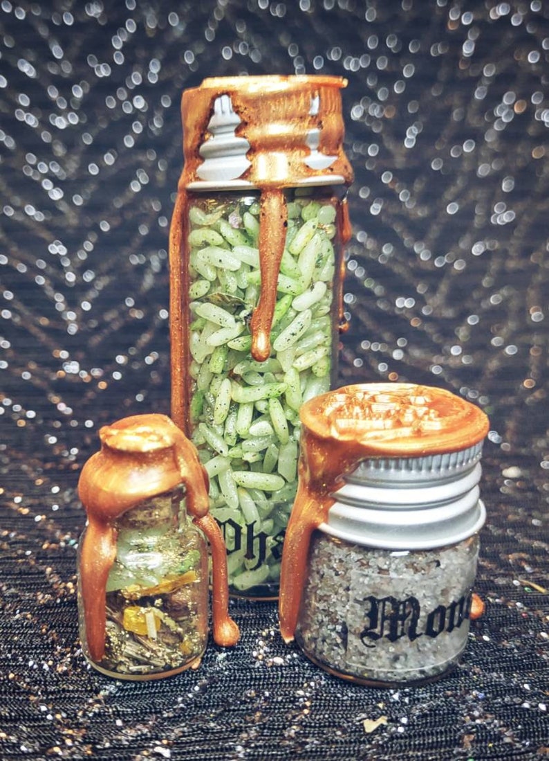 Money Bowl Kit: Abundance Spell with Candle, Wealth Salt & Rice, Tealight Refills, and Crystals image 7