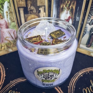 Vela de Tarot, Vela de Cristal, Velas con Cristales, Cartas del Tarot, Lecturas de Tarot, Baraja de Tarot, Amante del Tarot