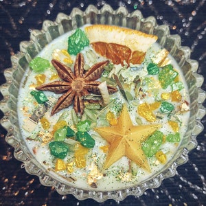 Money Bowl Kit: Abundance Spell with Candle, Wealth Salt & Rice, Tealight Refills, and Crystals image 8