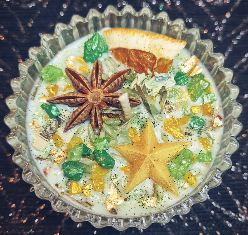 Money Bowl Kit: Abundance Spell with Candle, Wealth Salt & Rice, Tealight Refills, and Crystals image 8
