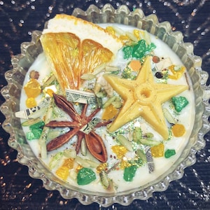 Money Bowl Kit: Abundance Spell with Candle, Wealth Salt & Rice, Tealight Refills, and Crystals image 6