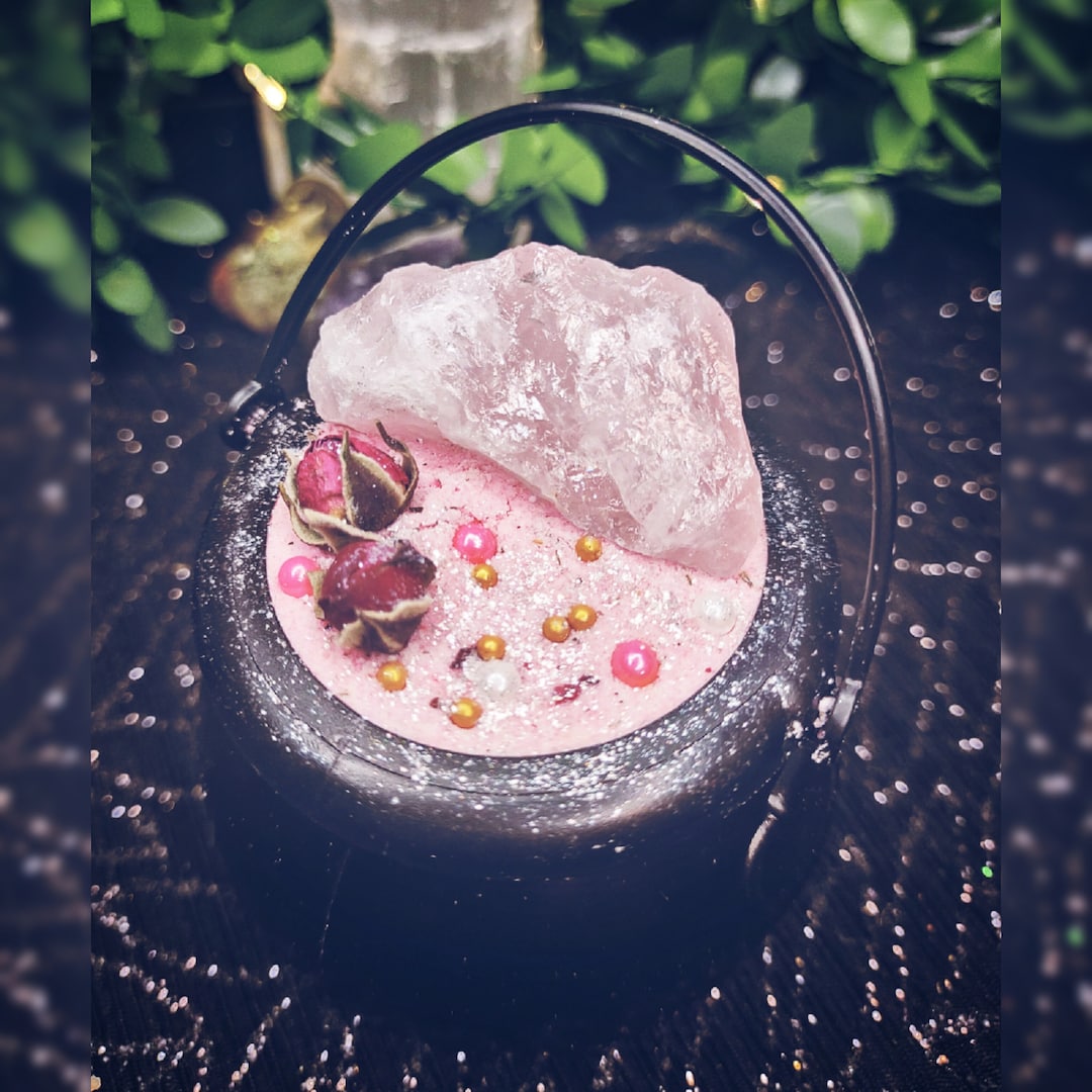 Love and Seduction Pink Rose Quartz Cauldron Bath Bomb, Love Bath Bomb
