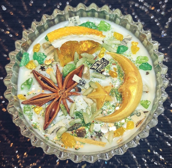 Money Bowl Kit: Abundance Spell with Candle, Wealth Salt & Rice, Tealight Refills, and Crystals