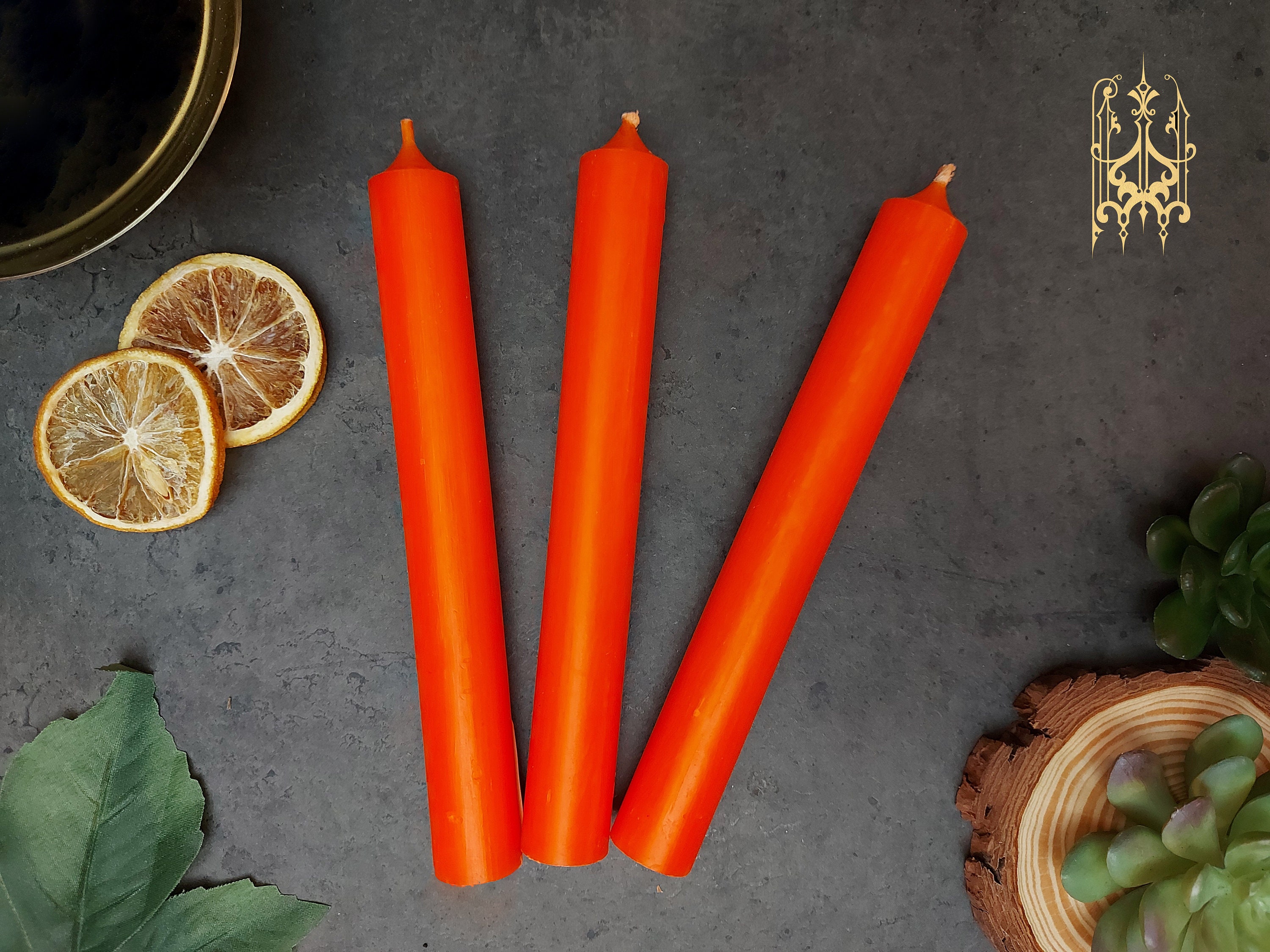 Orange solid colored stick candle 180mm x 22mm highly Etsy