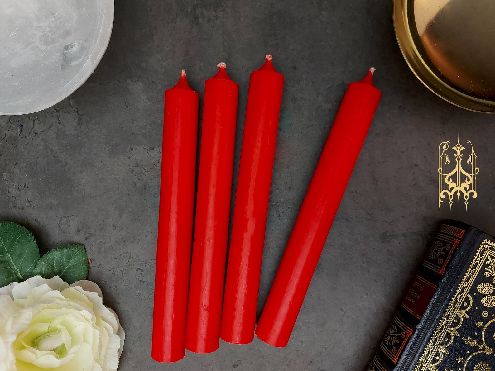 Red Solid colored stick candle 180mm x 22mm highly cleaned Etsy