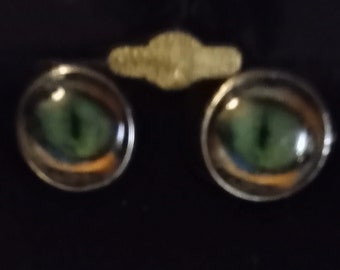 Reptile dragon eye post earrings glass cabochon